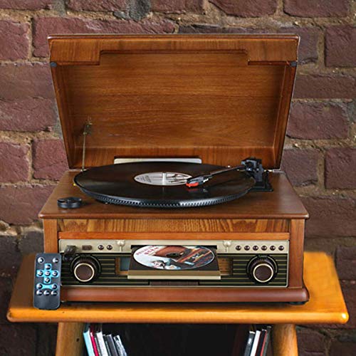 LP Portable Turntable Vintage electricrecord Player Lecteur CD Radio Bluetooth Tourne-Disque 3 Vitesses avec Haut-Parleur intégré Marron - Les Beatles, Paul McCartney, John Lennon, RIngo Starr, George Harrison LP Portable Turntable Vintage electricrecord Player Lecteur CD Radio Bluetooth Tourne-Disque 3 Vitesses avec Haut-Parleur intégré Marron – Image 7
