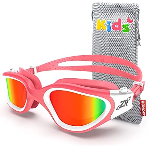 ZIONOR Kids Swim Goggles, G1MINI Polarized Swimming Goggles Comfort for Age 6-14, UV Protection Anti-Fog Adjustable Strap Fit for Child Boys Girls (Red Lens) Cover
