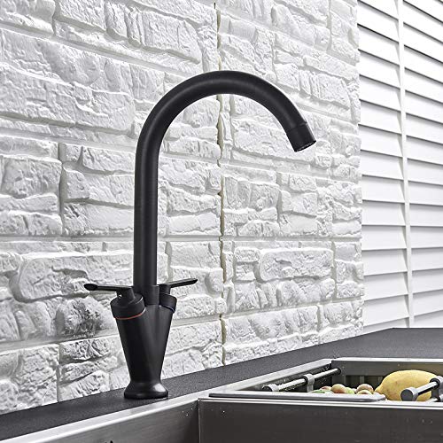 Rubinetto per lavello da cucina per bar Agriturismo commerciale, rubinetti per lavello da cucina per bagno, rubinetti per lavabo da cucina a doppia maniglia in nichel spazzolato, miscelatore per acqua