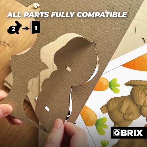 Image of QBRIX Big-Eared Couple 3D Puzzles for Adults, 3D Model Kit for Teens, DIY Crafts for Home Decor, Original Gift for Boys&Girls 14+, Cardboard Model Building Kit