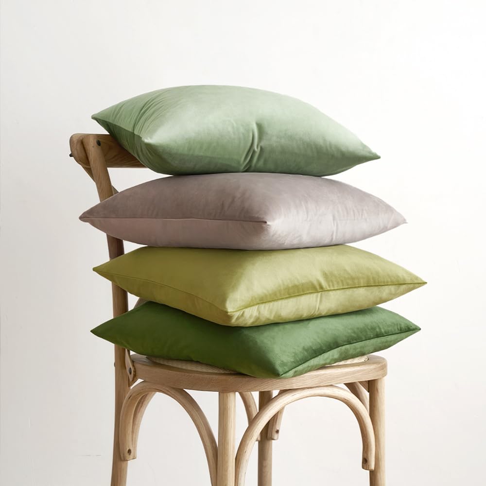 MIULEE Copricuscini Divano Camera da Letto Cuscini Arredo Fodere Arredamento Casa Federe Moderni Elegante Morbido Resistente in Velluto con la Cerniera Invisibile 2 Pezzi 45X45 CM Verde Pisello