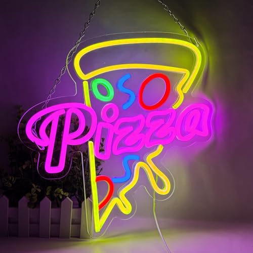 Image of Pizza Neon Sign Pizza LED Neon Light USB Powerd LED Signs Wall Decor Yellow Neon Lights for Pizzeria Kitchen Restaurant Bar Party Pub Cool Bedroom Decoration