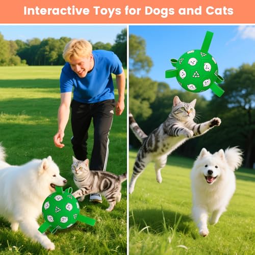 Image of 6 Inch Dog Soccer Ball, Interactive Dog Toys for Small Dogs | Floating Water Toys, Jolly Ball with Straps, Durable Outdoor Training Dogs Tug Toy, Outside Pet Toys, Birthday Gift for Puppy