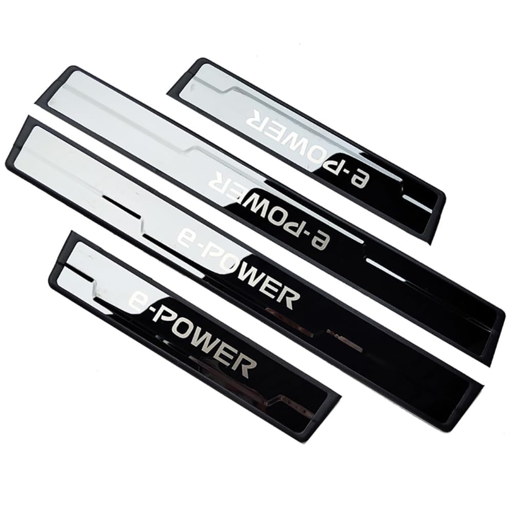 YYYQP 4Pcs Car Stainless Steel Kick Plates Non-Slip Scuff Door Sill Protector, for Nissan X-Trail T33 Qashqai J12 Ariya e-Power 2024 Decorative Accessories