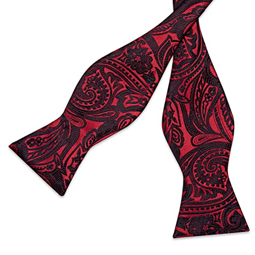 Image of DiBanGu Mens Silk Self Bow Tie Set 4PCS for Tuxedo Wedding