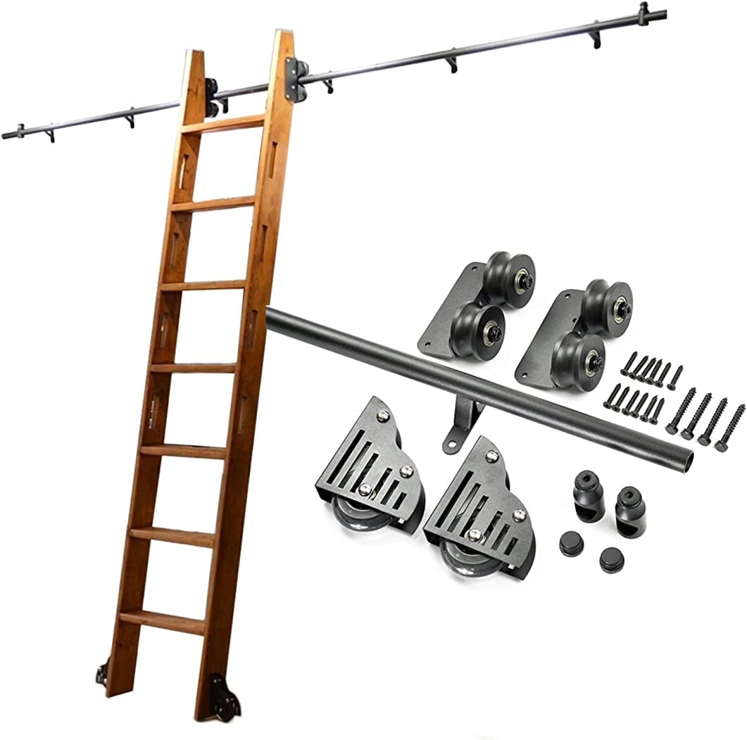Kit échelle roulante bibliothèque rail coulissant tube rond 5 mètres
