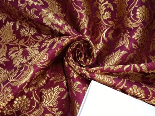 The Yard Brokat Nähstoff, Brokat-Stoff, Burg&errot x Metallic-Gold, 112 cm
