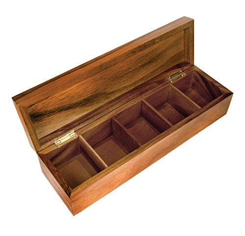 Ironwood Gourmet 5 Compartment Tea Box, Natural Acacia Wood