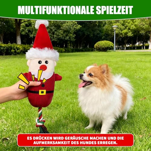 PIujsym Hundespielzeug Weihnachten, Kauspielzeug Hunde, Robustes & Interaktives Spielzeug für kleine bis große Hunde, Quietschendes Spielzeug zur Zahnreinigung, Ideal Dog Toys Geschenk zu Weihnachten