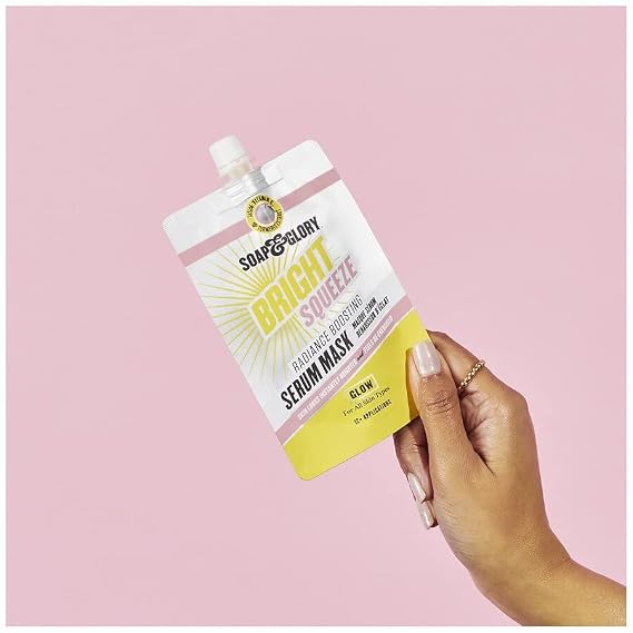 Soap & Glory Bright & Beautiful Brightening Sheet Face Mask - Vitamin C + White Flower Exfoliating Sheet Mask - Brilliance Boosting Face Mask for Dull Skin (29g)