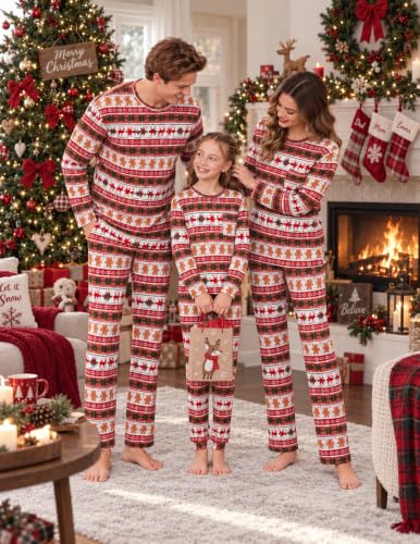 Ekouaer Matching Family Sets Christmas Pajamas Set Xmas PJS Sleepwear - image 4