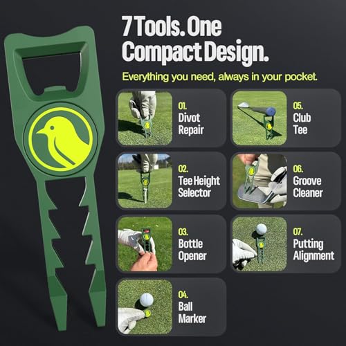 BirdieWorks 7-in-1 Metal Divot Tool