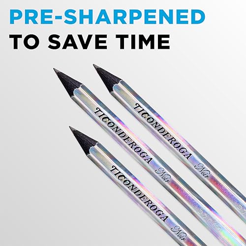 Ticonderoga Noir Black Wood-Cased #2 Pencils, Holographic Design, 12 Count - Thumbnail 5