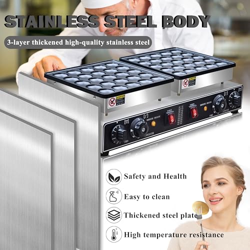 1900W Electric Mini Pancake Maker, 50PCS Commercial Mini Dutch Pancake Maker,1.8 Inches Dutch Poffertjes Grill,Non stick,Non stick,For Home Kitchen Restaurant Snack Dessert.