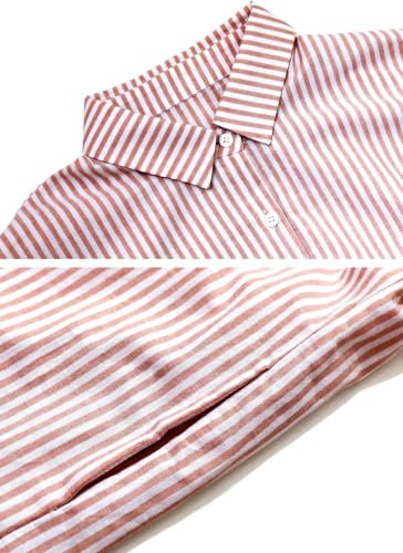 Image of ebossy Women's Oversized Boho Striped Shirt Dress Button Up Long Sleeve Flowy A Line Caftan Dress with Pockets