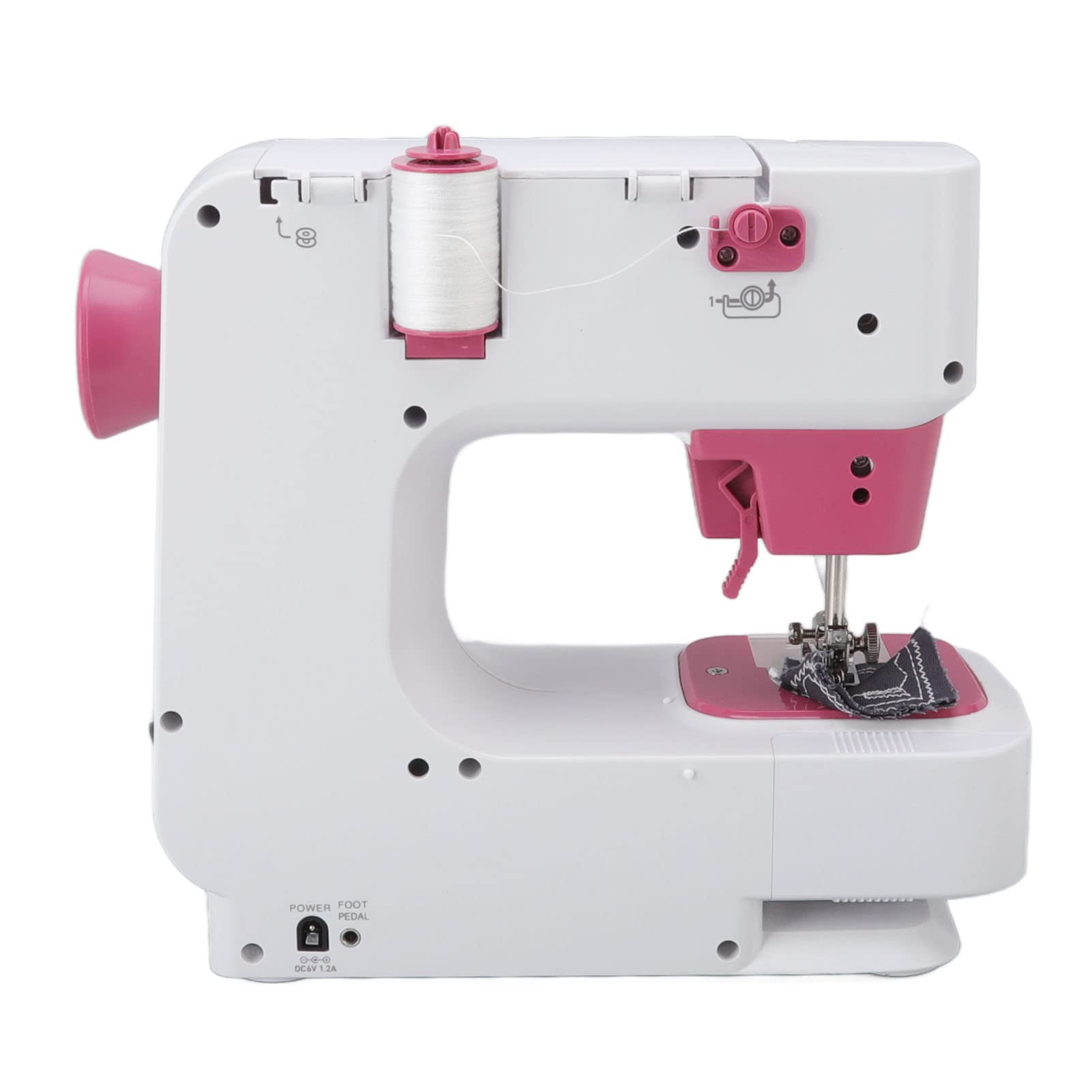 Mini Máquina de Coser Eléctrica, 2 Métodos de Control, Portátil con Pedal, con Batería o Fuente de Alimentación Enchufable para Viajes Domésticos (Enchufe europeo 110-220V)