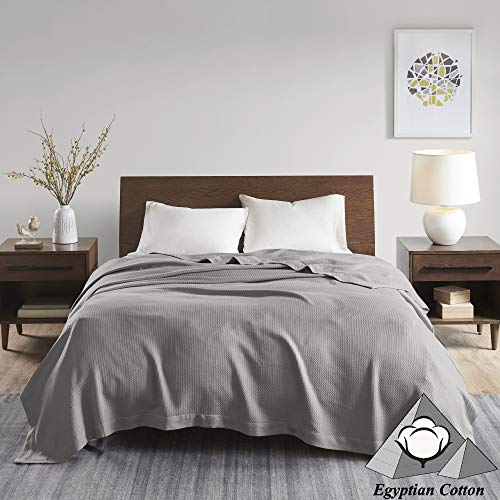 Image of Madison Park 100% Egyptian Cotton King Size Bed Blanket for Summer Grey