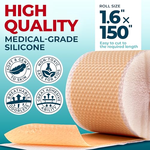 medical grade silicone scar tape - 16x150 - visible difference on keloid amp -section - reusable silicone scar sheets - easy to use