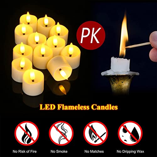 Image of 12 Pack Realistic and Bright Flickering Battery Operated Flameless LED Tea Lights Candles Remote,tealight Candles for Holiday, Weddings, Birthdays,Halloween,Christmas(Warm White)