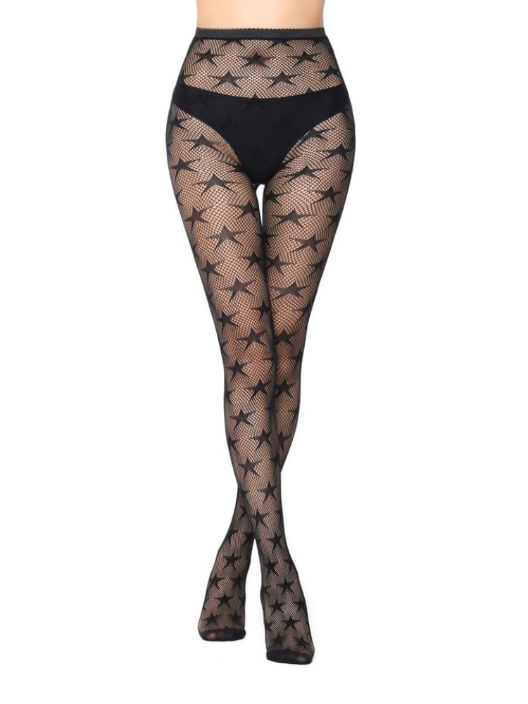 Malustar Patterned Fishnet Tights (S-L, Stars)