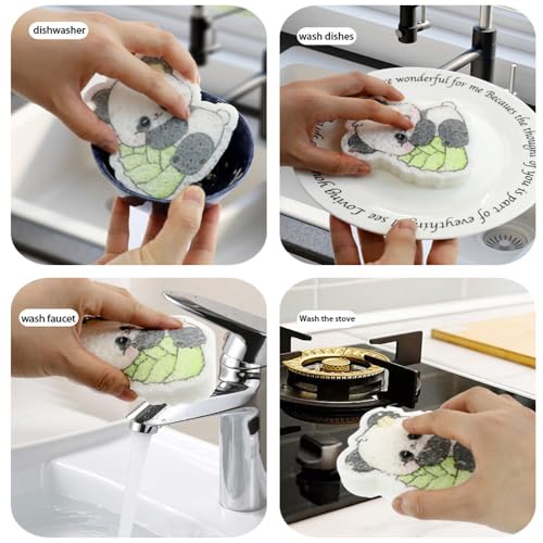 Image of Natural Sponge, Wood Pulp Cotton Cleaning sponges, Dish Sponges, Made of Natural Plant fibers,Soft＆Scratch-Resistant, Strong Cleaning Effect, Grease-Free, can be Long-Term Repeated use (6 Pcs)
