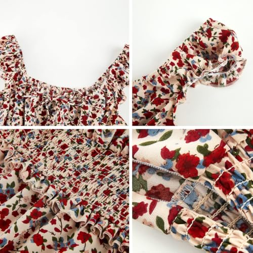 Image of Womens Summer Sundress Ruffle Sleeve Sweetheart Neck Print Mini Dress