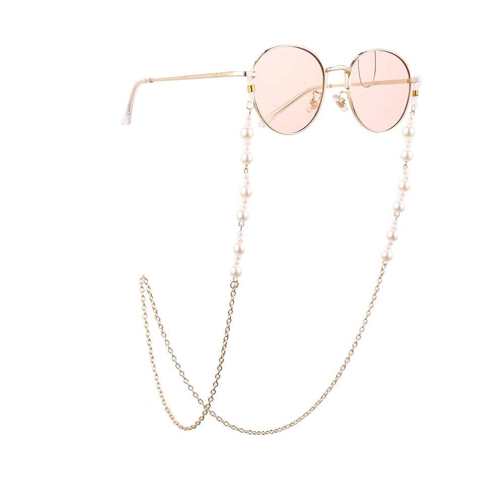 Reading Glasses Chain Strap for Men Women Metal Sunglasses Holder Necklace Pearl Beaded Eyewear Retainer Accessories