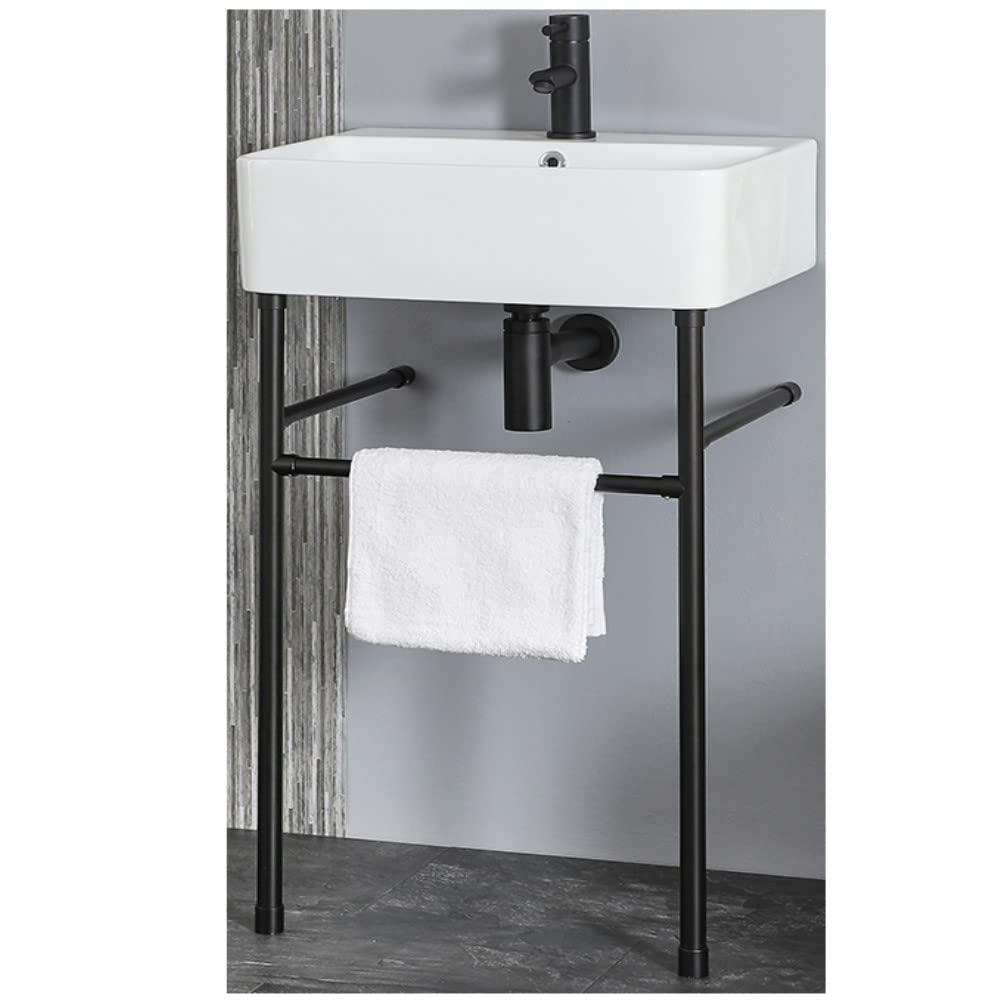 MILANO White 1 Tap Hole Bathroom Basin Sink Black Washstand 600 x 420mm