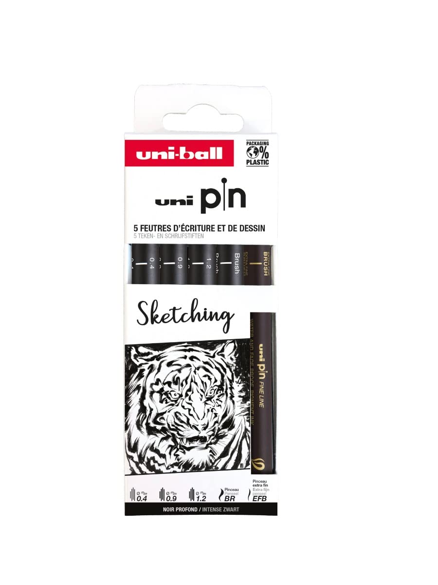 Technical Felt-Tip Pouch - Calibrated Tip 0.4 to 1.2 mm - Black - 5 Pieces, 1 unité (Lot de 5)