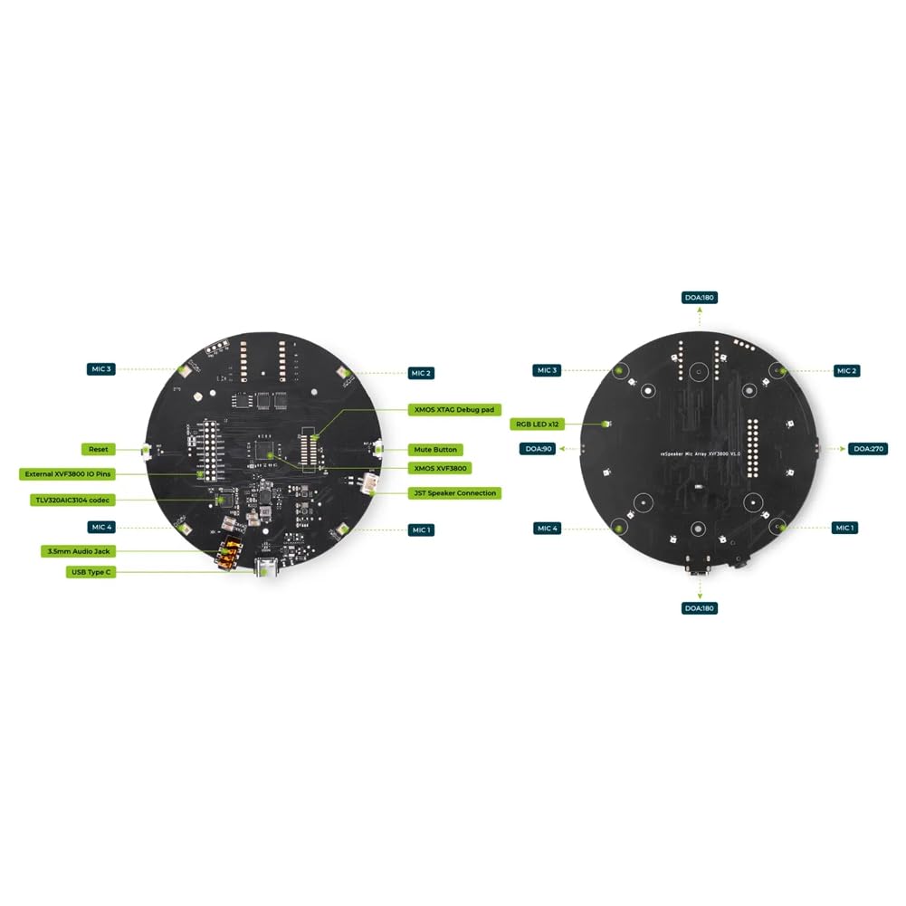 ReSpeaker XMOS XVF3800 mit XIAO ESP32S3 und Gehäuse, Gestütztes 4-Mikrofon-Array für Klare Sprachübertragung Auch in Lauter Umgebung, WLAN-Unterstützung