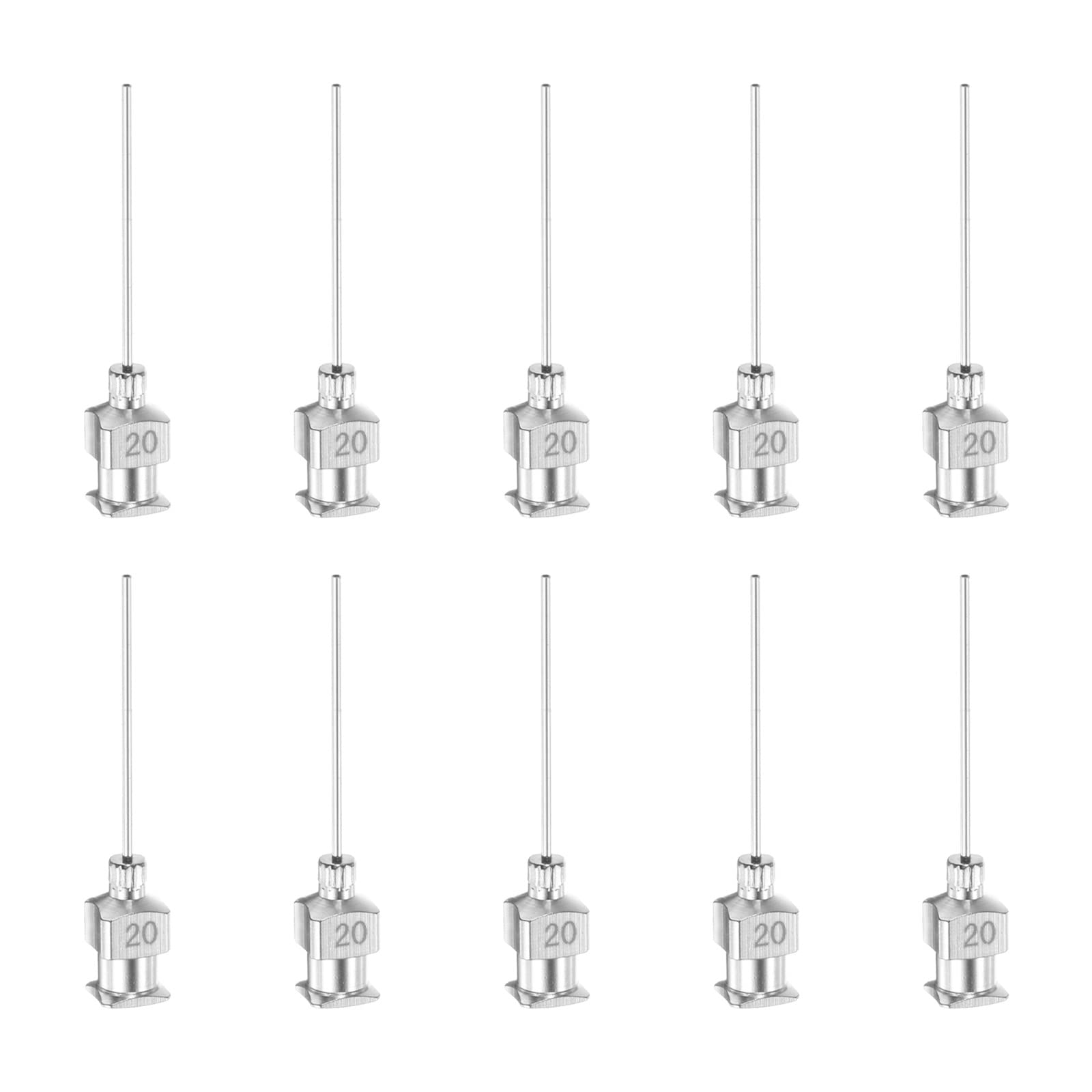 HARFINGTON 10pcs 20Gauge Stainless Steel Dispensing Needles, 1" All Metal Glue Needle Tube Blunt Tips Luer Lock for Thick Liquids, Ink, Glue, Lab Use