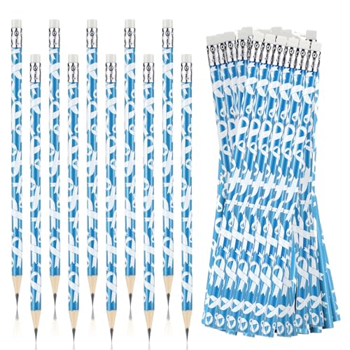 Eaasty 200 lápices de cinta de concienciación sobre la diabetes tipo 1, color verde azulado, lápices de concienciación sobre la diabetes a granel para campañas de recaudación de fondos de caridad