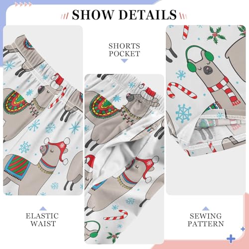 ZZXXB Christmas Llama Candy Cane Boys Long Pants Soft Trousers Elastic Waist Kids Lounge Bottoms with Pockets S-XL4