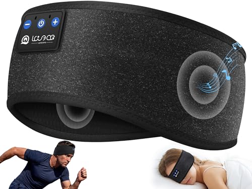 LOVE EYE Bluetooth 5.4 Sleep Headphones Headband Breathable Wireless Headband with Ultra-Thin Speakers & HiFi Sound for Running Yoga Travel Tech Gifts for Men Women Sport Black
