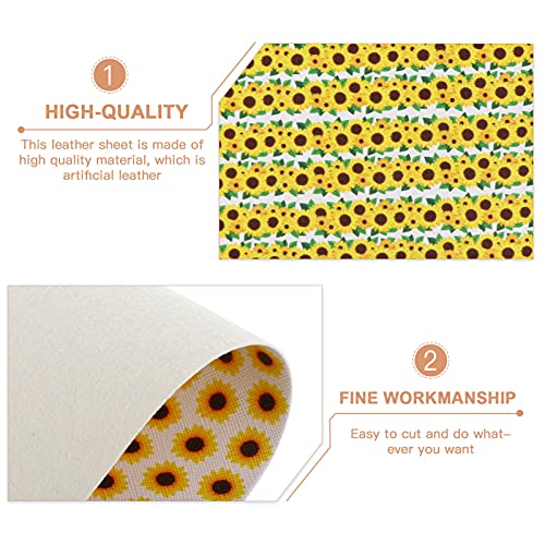 EXCEART 8 Vellen Zonnebloemen Gedrukt Faux Leather Vel Pu Grain Geweven Synthetisch Leer Vel Diverse Voor Oorbellen… - Afbeelding 6