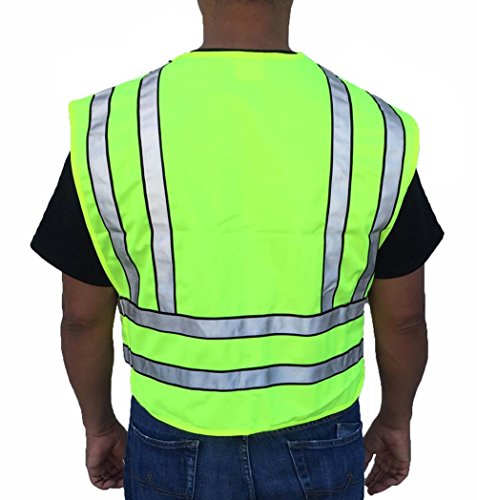 SVP5000, ANSI/ISEA Class 2, Public Safety Vest, 5-Point Breakaway, 3M Scotchlite Reflective, Zipper, Neon Green2