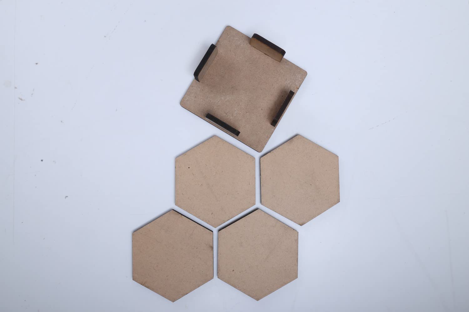MDF DIY Hexagon Coasters & Holder - MDF Plain Wooden Coasters & Holder Blank Cutouts for Painting Wooden Sheet Craft, Decoupage, Resin Art Work & Decoration - Set of 4 Coaster with ONE Stand-image-13