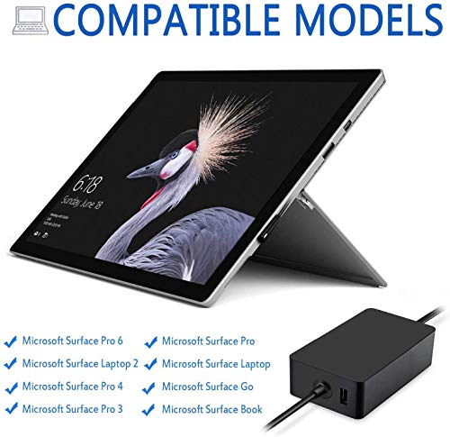 Image of Surface Charger, 44W Power Supply Adapter for Microsoft Surface Pro 3 /4 /5 /6 /7, Surface Laptop, Surface Book, Surface Go, Surface Laptop Go