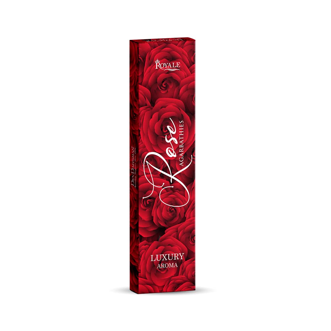 DevDarshan Rose Luxury Incense Sticks – Pack of 4 (50g Each) - 9" Long | Calming Aroma for Daily Rituals | Stress Relief, Room Freshening & Divine Atmosphere | Sulphur & Charcoal-Free