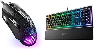 SteelSeries Aerox 5 - Lightweight Gaming Mouse - 18000 CPI - TrueMove Air Optical Sensor & Apex 3 RGB Gaming Keyboard – 10-Zone RGB Illumination – IP32 Water Resistant