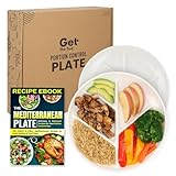 GetTheFad Portion Control Plate (Porcelain) Set of 2, 9.3 Inch Divided Portion Plates for Weight Loss Adults, Divided Dinner Plates for Adults, Healthy plates for adults, My plate for Weight Watchers