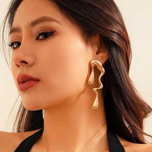 Teardrop Earrings Gold Palated Earrings Large Irregular Geometric Studs Big Lightweight Waterdrop Earrings Jewelry for Women4