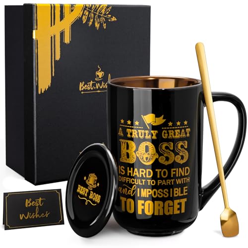 Worlds Best Boss Mug - Cool Gifts for Bosses - Boss Day Gifts - Boss Gift - The Office Mug - Boss Mug Unique Ceramic Mugs for Bosses, Birthday Gifts Ideas for Boss, Leader, Boss Coffee Mug Set 18 Oz