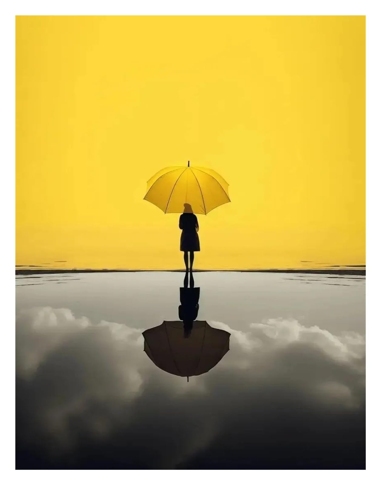 BYAMBD Aesthetic Pictures The Sea Melted Into The Sky Character Behavior Artistic Color Posters Minimalist Print Canvas Painting Wall Art For Home Decor(A,30x40cm)