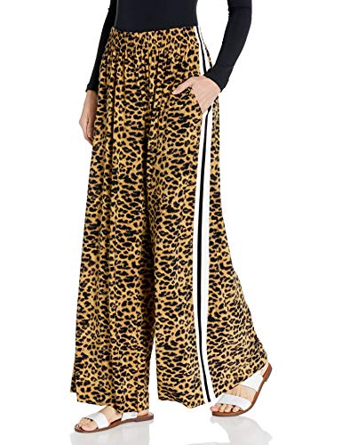 Norma Kamali Women's Side Boyfriend Elephant Sweatpant, Golden Leopard/Off Set Stripe, L/36