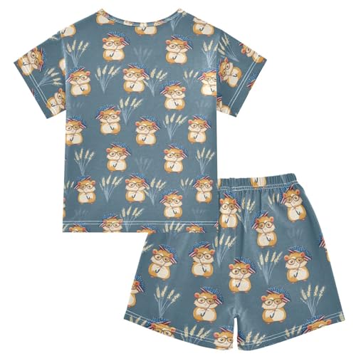 ALAZA Cute Hamsters Pajama Set Short Sleeve Sleepwear Soft Lounge Nightwear2