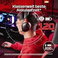 HyperX Cloud III S – Kabelloses Gaming-Headset, Multiplattform, 2,4 GHz, Bluetooth, Akkulaufzeit bis zu 120 Stunden, 2,4 GHz, 53-mm-Neigungstreiber, 10-mm-abnehmbares Mikrofon – Schwarz – Ansicht 2