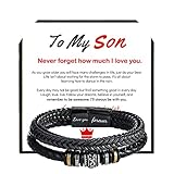 To My Son Bracelet from Mom,To My Son Bracelet- "I Will Always Be With You" Braided Leather Bracelet