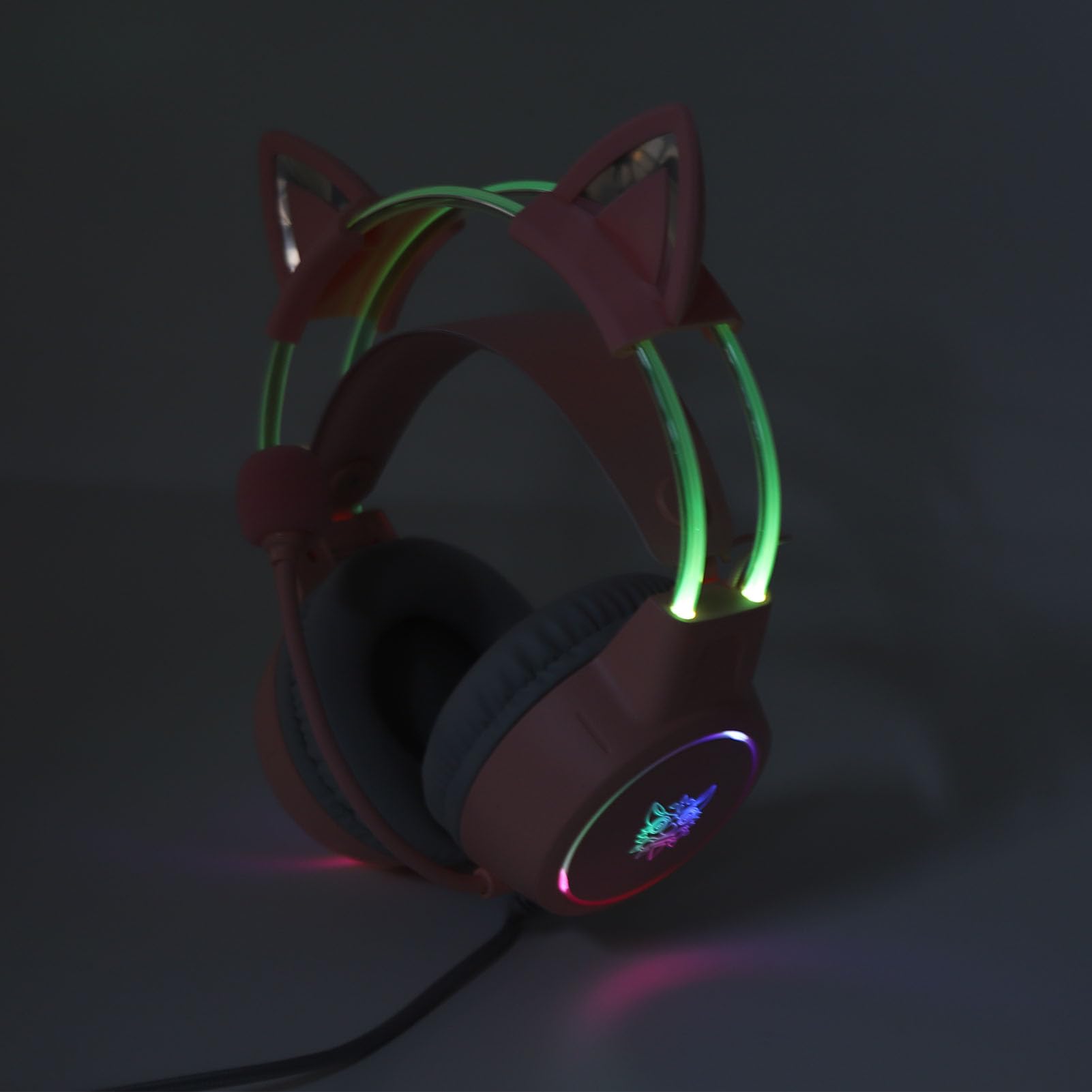 Casque d'écoute avec Oreilles de Chat, éclairage RVB, Oreilles de Chat Amovibles, Pilote de 50 Mm, Son Surround, Design Ergonomique, compatibilité Multi-Plateforme, pour Filles avec Prise