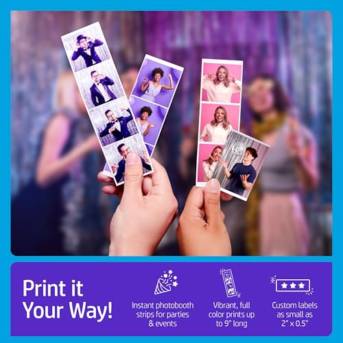 Image of HP Sprocket Panorama Instant Portable Color Label & Photo Printer (Grey) Gift Bundle with case, Zink roll, Photo Album, Markers, Stickers and Frames